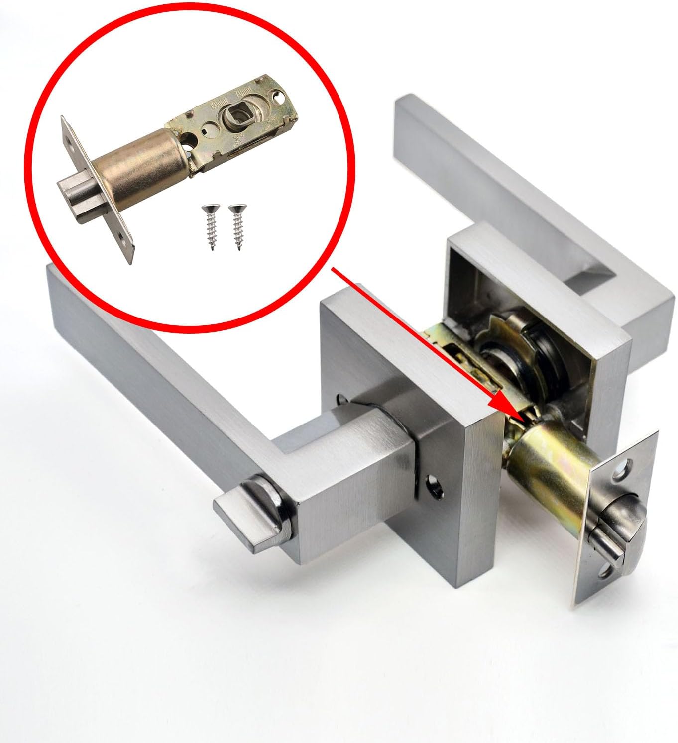 CHENJIN Stainless Steel Three Barrel Ball Lock Core Aluminum Alloy Kitchen Bathroom Door Lock Accessories Stainless Steel for Lever Door Handles Replacement of Axle Lock Core Bedroom Hut Interior