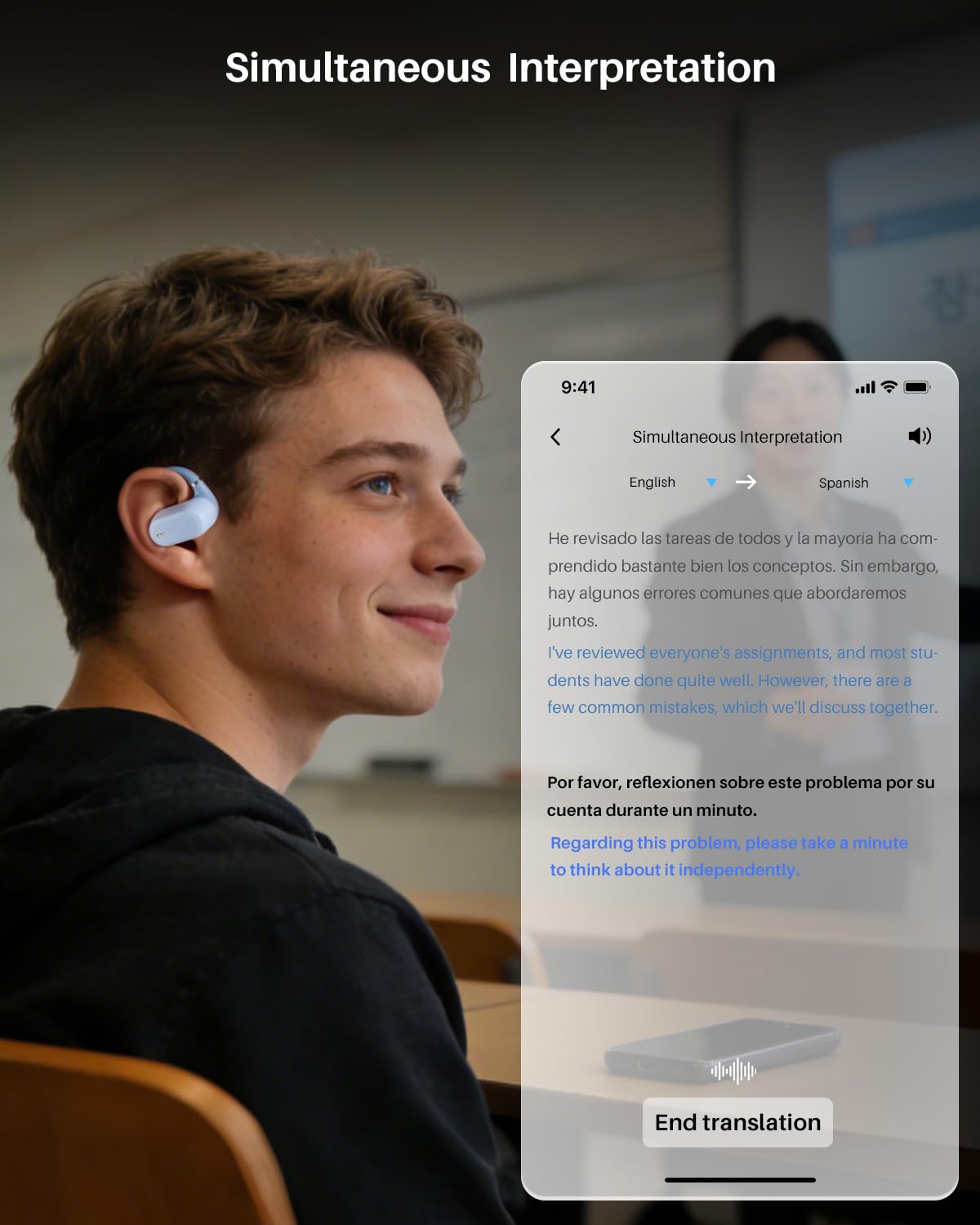 TOZO OpenWear Écouteurs Bluetooth sans Fil avec Traduction IA en Temps Réel