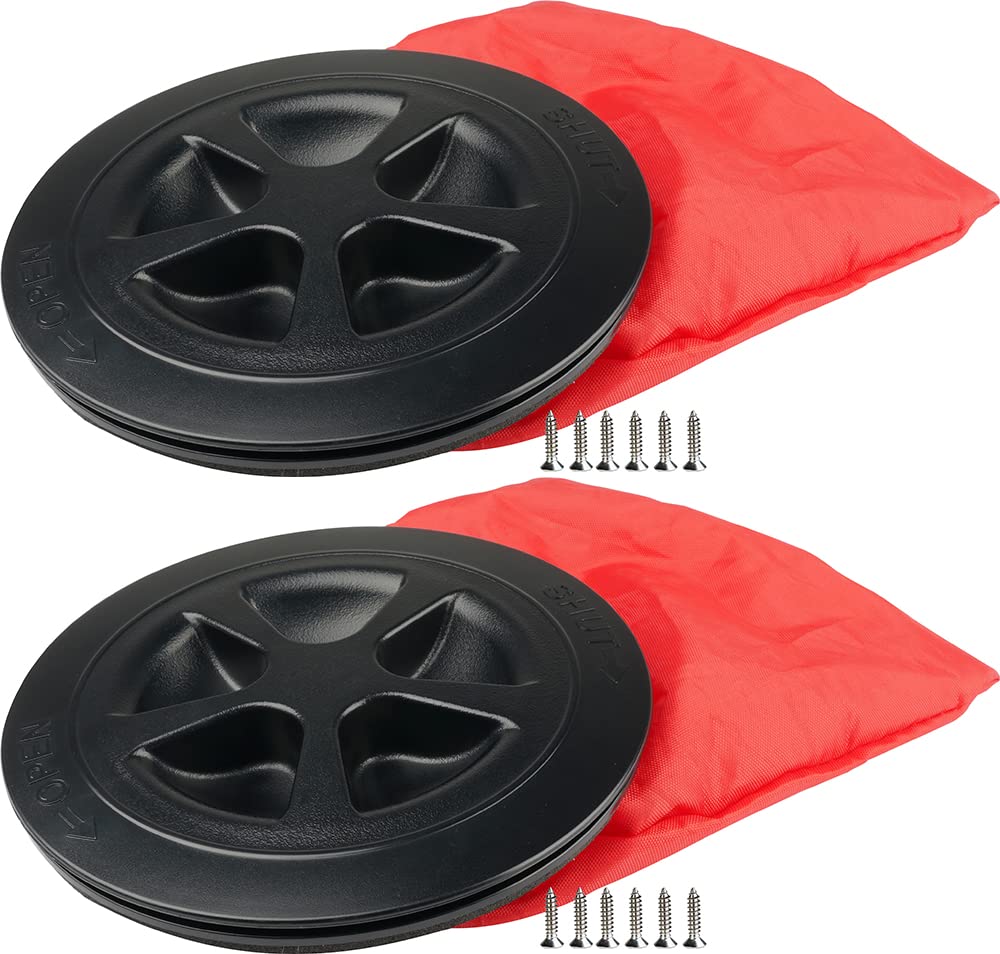 SEAFLO Deck Plate Hatch for Marine Boat Kayak Choose Size, Color and Storage Bag (4", Black with Storage Bag 2-Pack)
