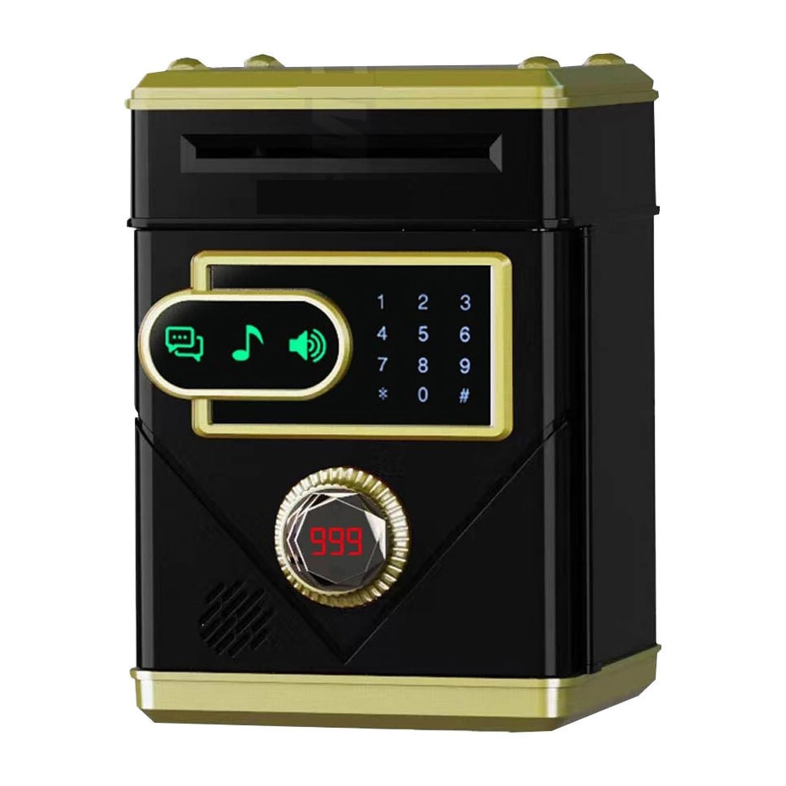 Kids Touch Screen Piggy Bank with Automatic Coin Counting and Safe Box(Nero)