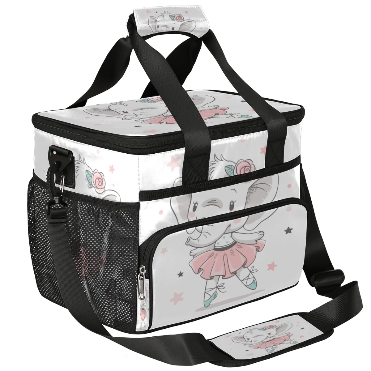 TropicalLife Grand sac à déjeuner pour bébé éléphant 17 L - Grand sac à déjeuner isotherme avec bandoulière - Étanche - Pour le travail, l'école, le barbecue