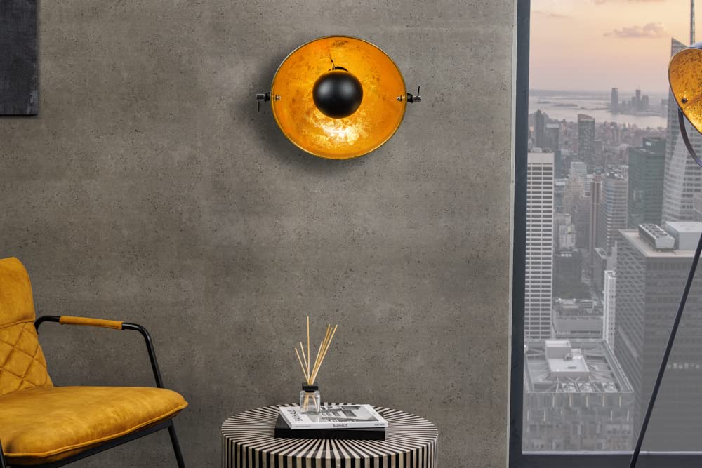 invicta INTERIOR Moderne Wandleuchte STUDIO schwarz gold Lampe Blattgold Optik Wandlampen Leuchte Wohnzimmer