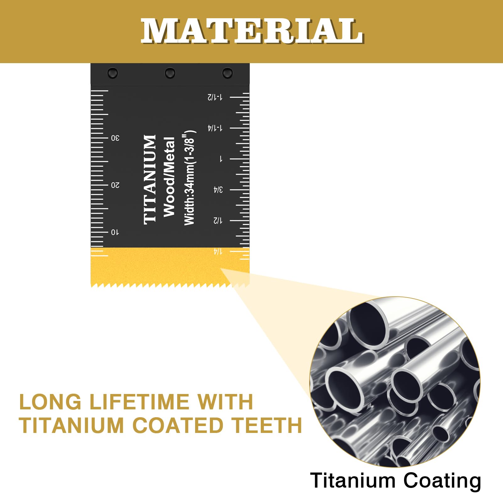 Juego de 10 cuchillas oscilantes de titanio multiherramienta, hojas de sierra oscilantes para corte de metal para clavos, madera, plástico y material duro, juego de cuchillas oscilantes para Dewalt