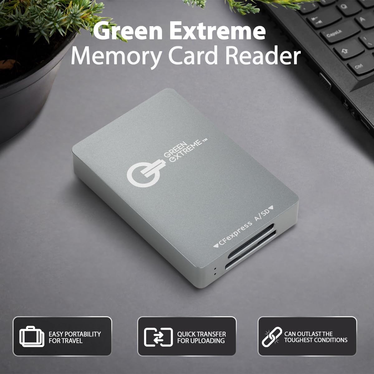 USB-C 3.2 Gen 2 CFexpress Type-A & SD UHS-II Memory Card Reader – 10Gbps High-Speed Data Transfer, Dual-Slot, Compact & Durable for Photographers & Videographers