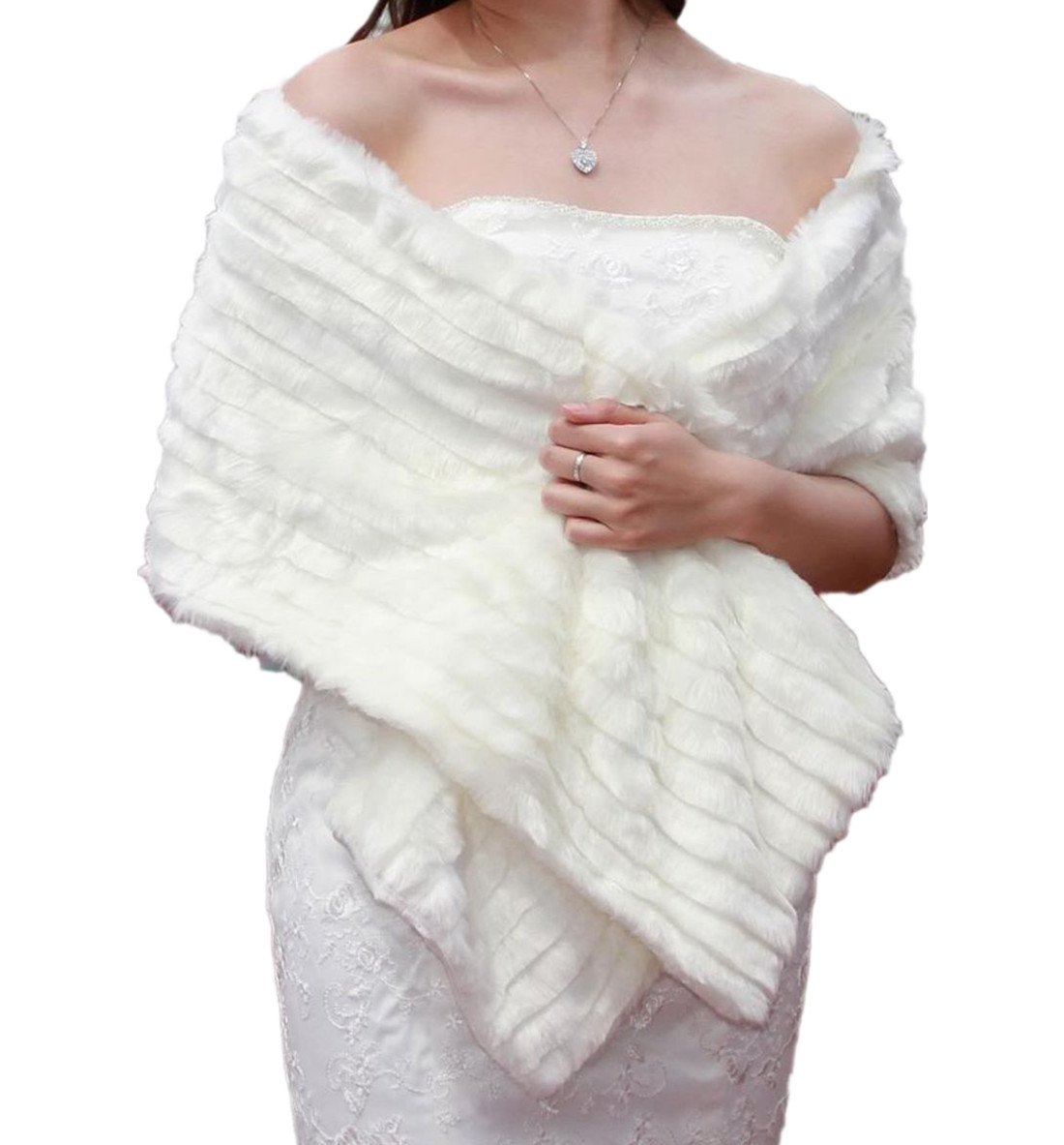 New Bridal Wedding Evening Party Faux-Fur Jacket Shawl Wrap-11
