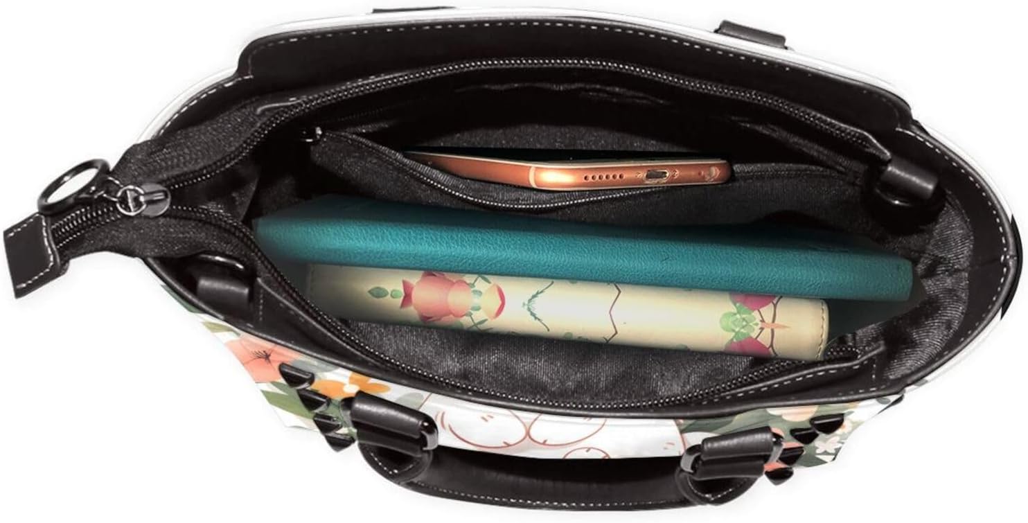 Leather Shoulder Bag for Women, Rabbit Wreath Studded Purse Cute Bunny Crossbody Handbags Punk Hobo Bag with Adjustable Strap