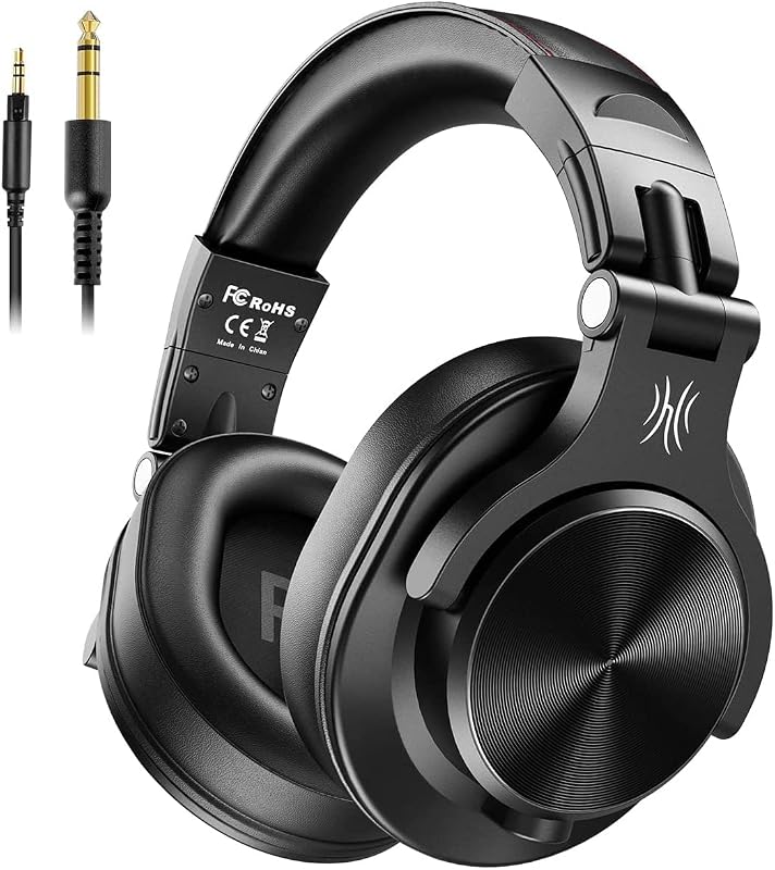 A71 Hi-Res Wired Over-Ear Studio Headphones for DJ, Mixing - Black | headphone for studio recording, monitoring and mixing, with foldable design, 3.5mm/6.35mm jacks connect to PC, computer, DJ