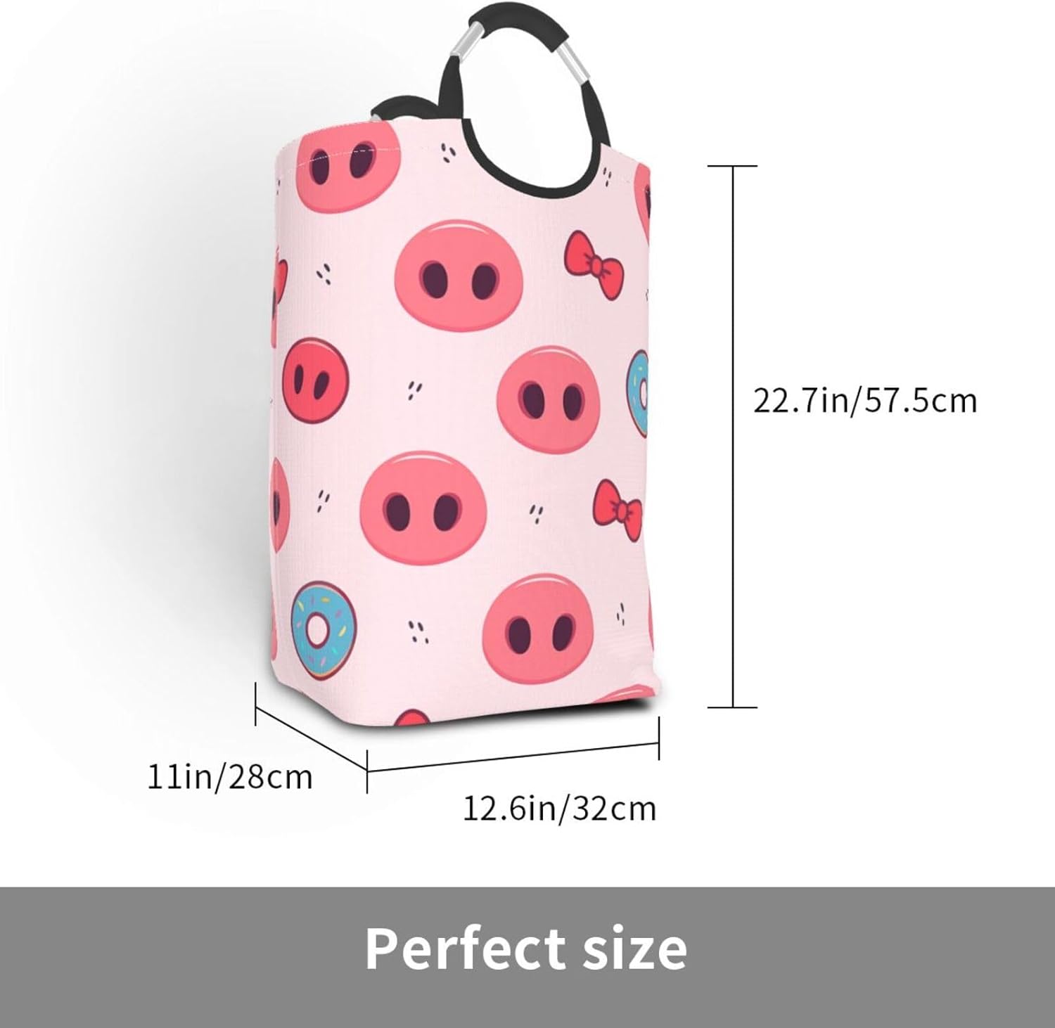 50l Laundry Basket Pig Nose Donut Pattern Waterproof Laundry Hamper Foldable Clothes Laundry Bag With Handles