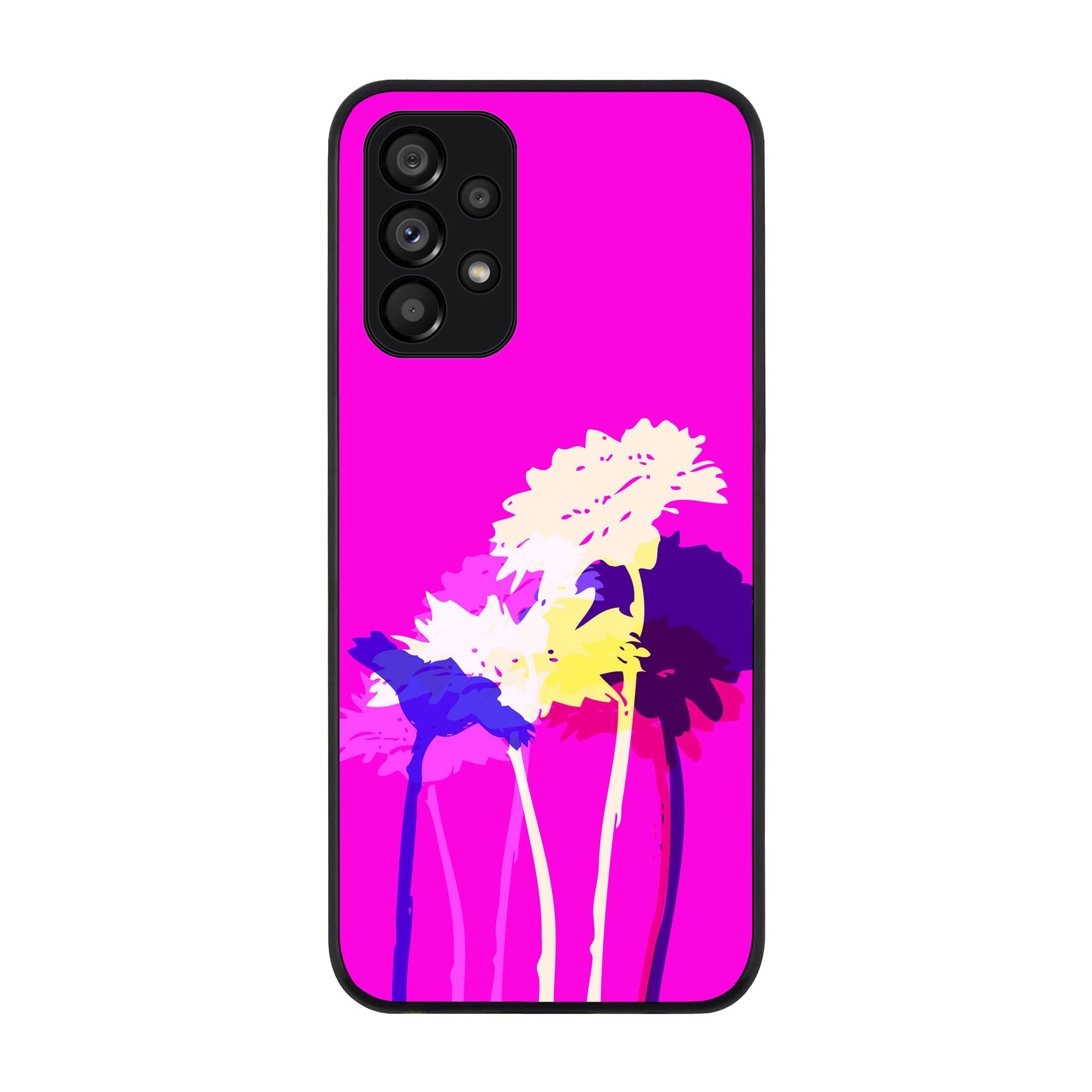 Stylizedd Rugged Black Edge Case for Samsung Galaxy A13 (LTE / 4G), Slim fit Soft Case Flexible Rubber Edges Anti Drop TPU Gel Thin Cover - Bleeding Flowers (Pink)