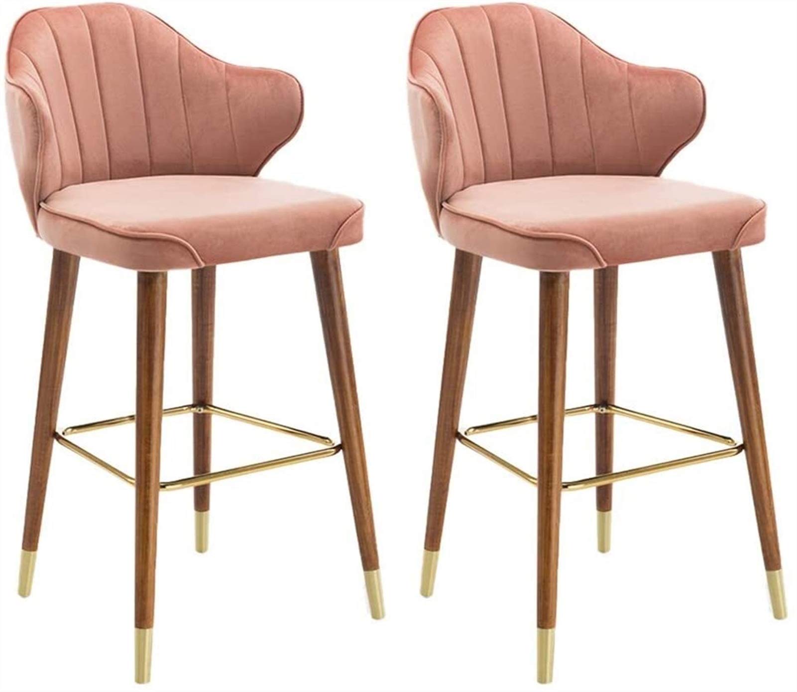 XQLSRJ Classic 29.5 Inches Bar Stools Set of 2，Modern Industrial Bar Counter Hight Back Barstool，Patio Kitchen Restaurant Bar Chairs Pub seat (Color : Pink)