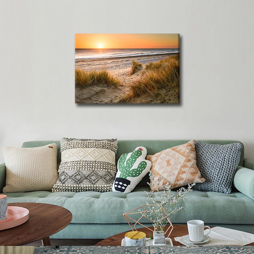 TISHIRON Canvas Wall Art for Bedroom Coastal Beach Wall Paintings for Living Room Ocean Office Modern Wall Art Seascape Pictures Print On Canvas Framed Ready to Hang - Image 4
