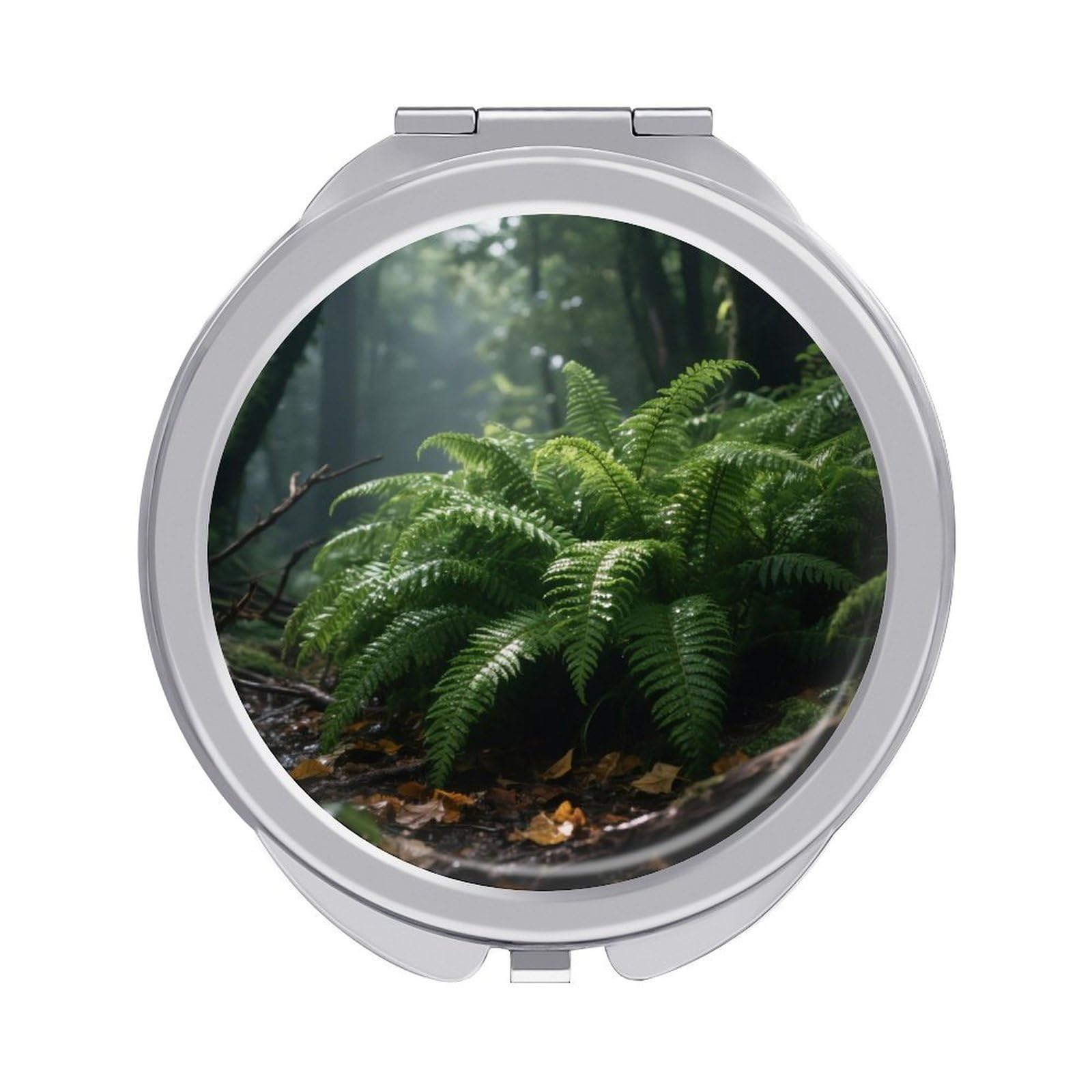 VstaDank Densely Growing Green Plants Makeup Mirror Beautiful Compact Makeup Mirror Silver Mirrors Surface Folding Makeups Lightweight Travel Makeups Mirrors for Suitable Handbag and Purses