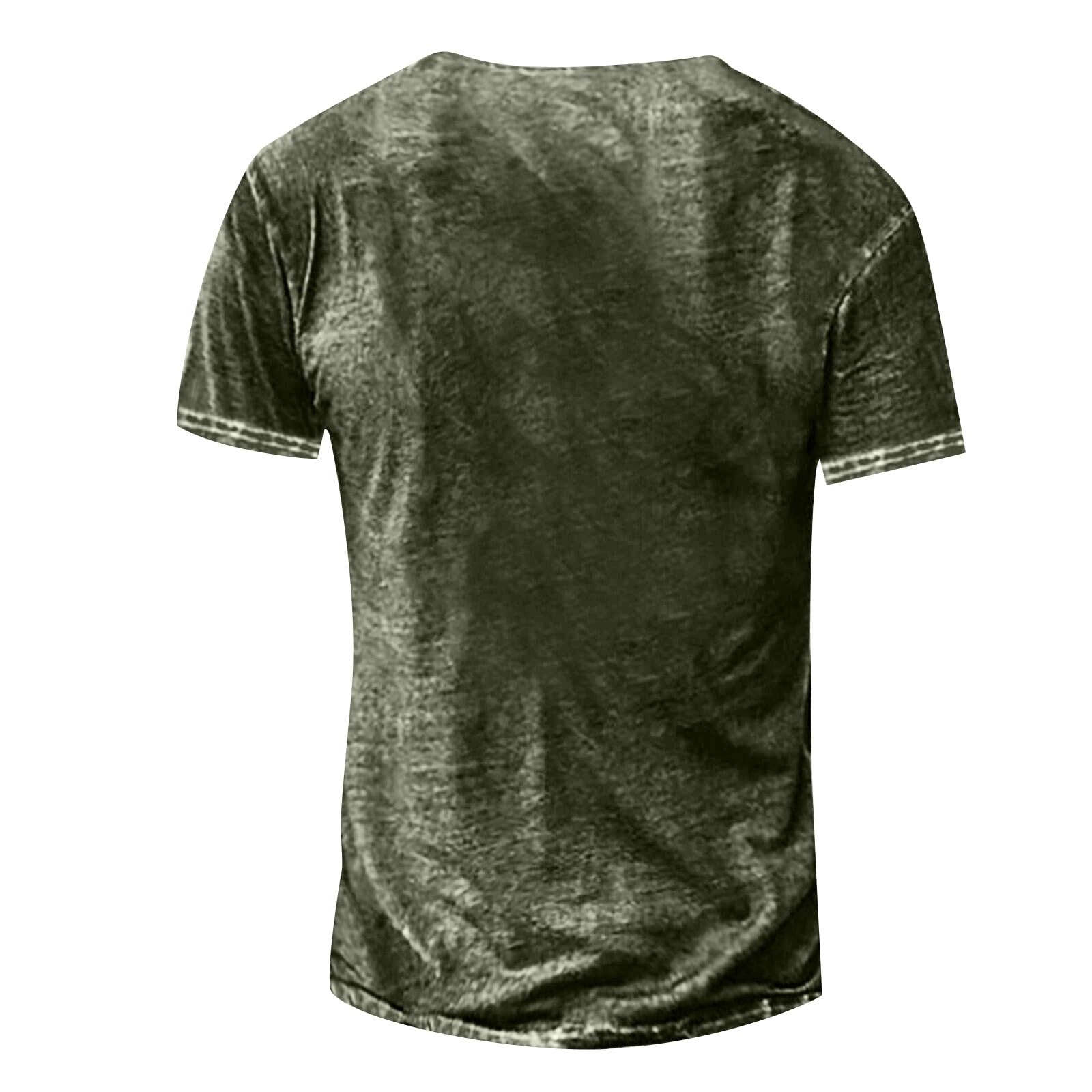 Henley Shirt Herren Kurzarm V-Ausschnitt Vintage Distressed Totenkopf Shirt Usa Flaggen Druck Trachtenhemd Mit Knopf Männer Tatoo Shirt Sommer Cowboy Shirt Relaxed Fit Oversized Tshirt Papa Shirt