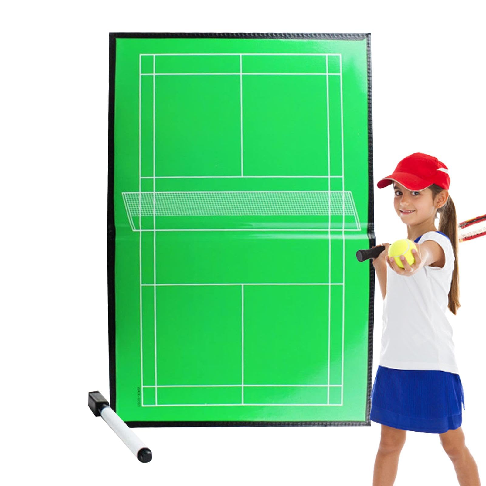 Tennis trocken abwischbares Coaching-Board | Tennis-Strategiebrett | tragbares Coaching-Werkzeug | Trainer-Klemmbrett | Faltbares Markierbrett Tennisbrett Tennis-Zubehör für Strategieplanung