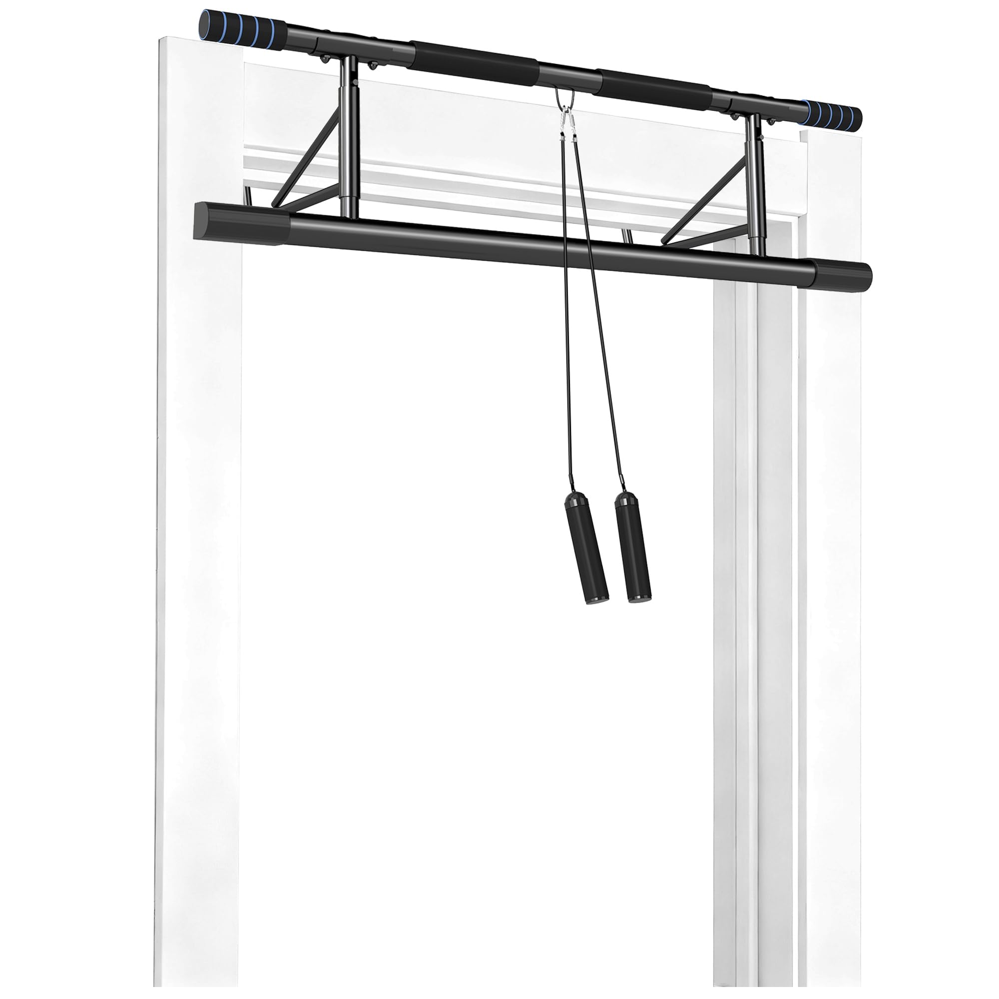 SPORTNOW Doorway Pull Up Bar No Drilling Chin | Push-Up Stand, Resistance Bands, for Home Gym Exercise