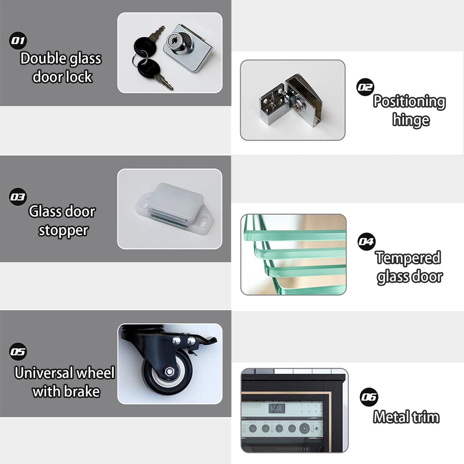 Support multimédia AV moderne avec roulettes, tour de rack audio, gestion des câbles, assemblage facile, armoire de rangement polyvalente pour la maison, le bureau et le théâtre, solution de rangement
