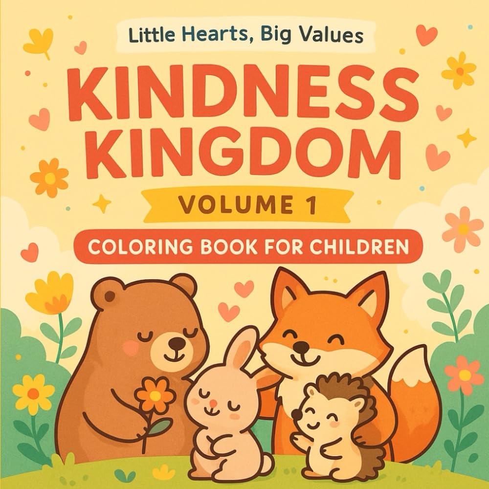 Kindness Kingdom – Coloring Book for Children: 40 Cute Animal Scenes That Teach Helping, Sharing & Kind Hearts (Little Hearts, Big Values Coloring Series)