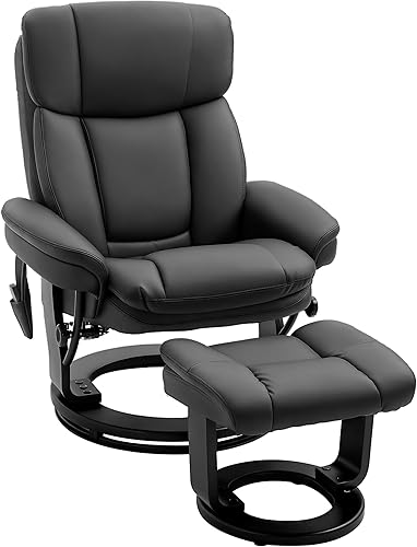 Miniatura 10 de HOMCOM Sillón reclinable de piel sintética con otomana con vibración de 10 puntos, color marrón Marrón,Negro -
