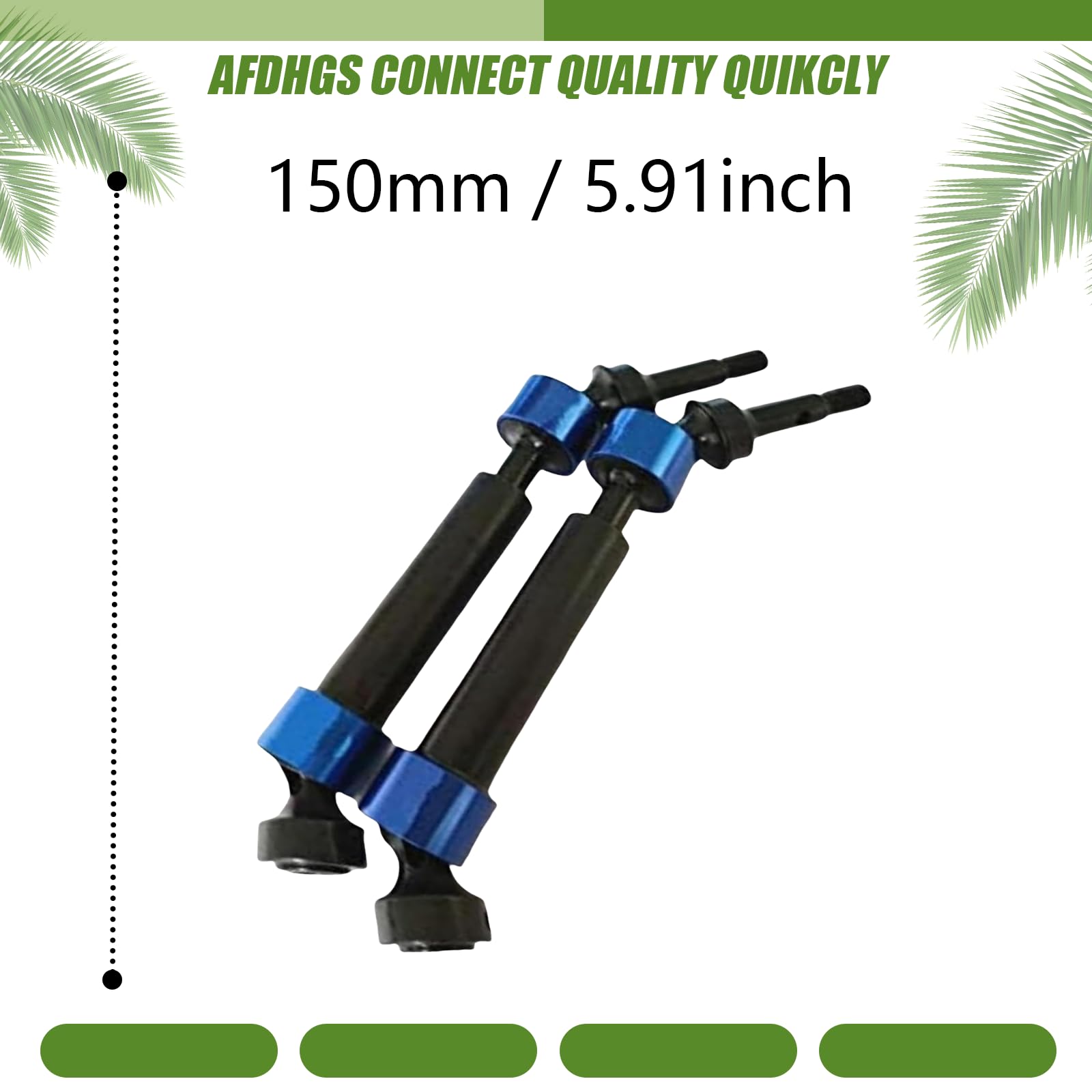 AFDHGS Heavy Duty CVD Driveshaft Axles for Traxxas 1/10 E-Revo, Summit, E-MAXX, T-MAXX - 5451X Compatible - Steel Construction with Aluminum Rings (Not for E-Revo 2.0)(Blue)