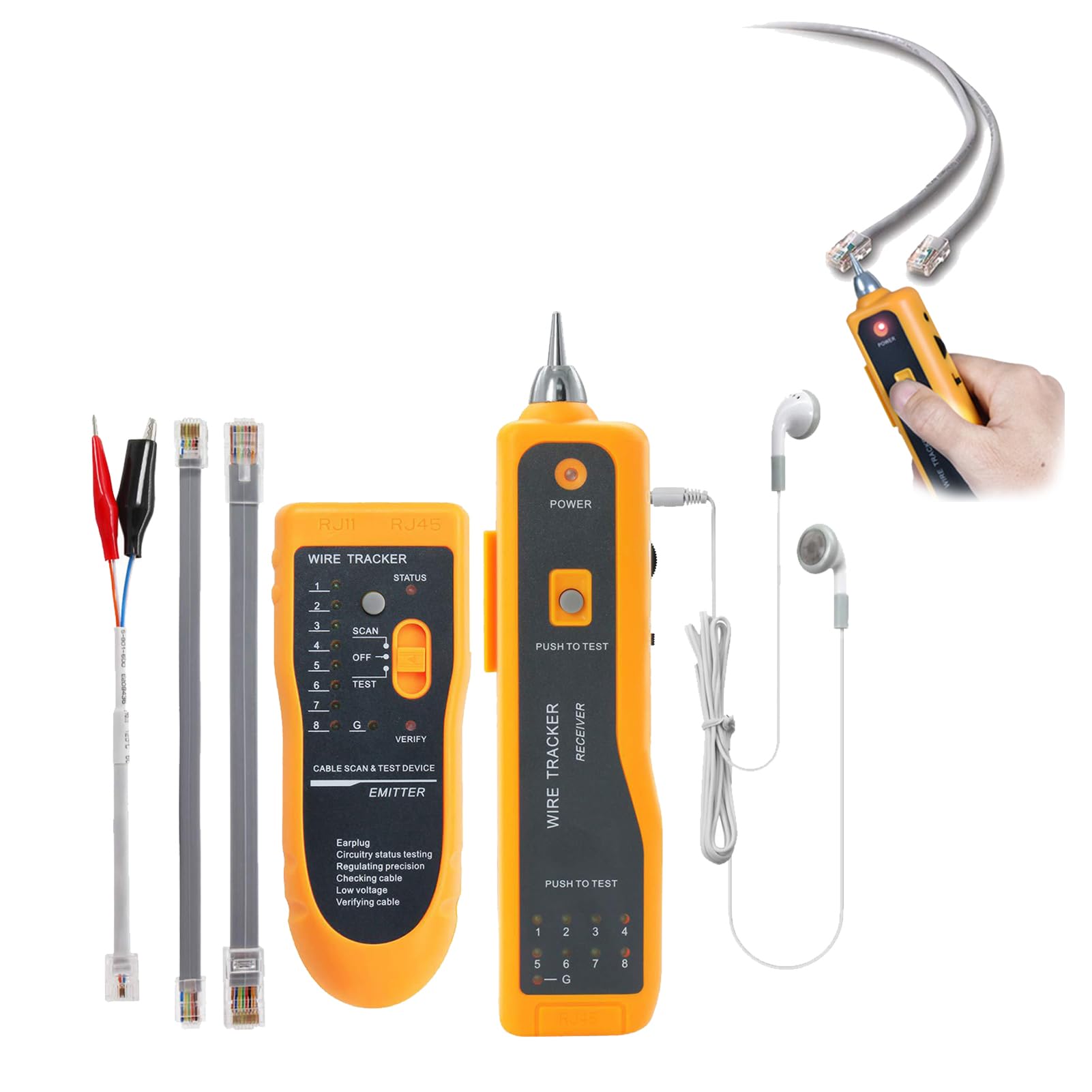 JW 360 NetzwerkTelefonleitungsFinder, Netzwerk Tester, NetzwerkLeitungsprfungsinstrument, Kabeldetektor, Leitungsmessgert, LeitungsfinderTester (Rot)