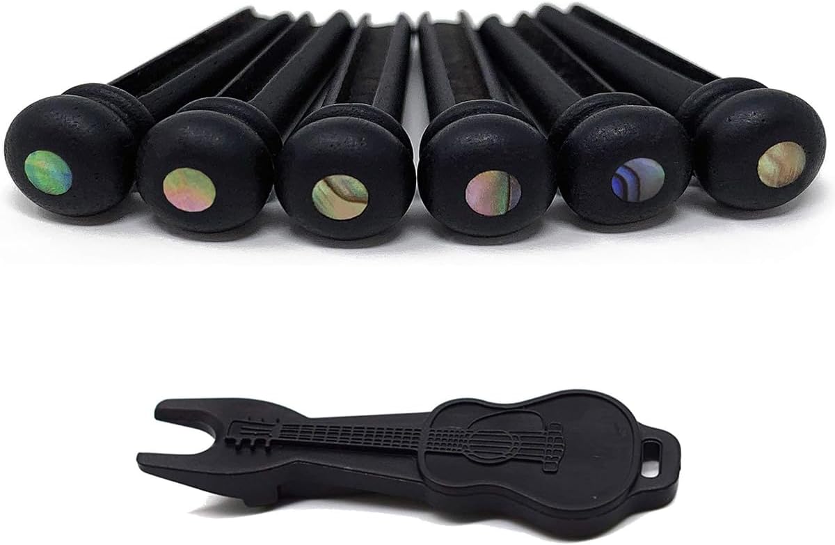 Acoustic Guitar Bridge Pins Set, Slotted Pure Bone Pin for Enhanced Tuning Stability, Compatible with Most Acoustic Guitars,Guitar bridge Replacement Part Gift Kit, IvoryColor image 5
