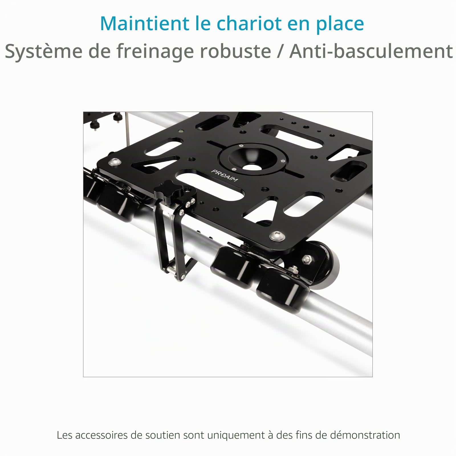 PROAIM Breeza Slider Dolly caméra alu avec extrémités de Piste, 100 kg | Slider CNC alu à 16 roues flottantes ; fluide sur rails droits ou courbes, fixations Mitchell, bols 75 et 100 mm.