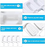 Vista 5 de 2 moldes para paletas, moldes de silicona grandes de 4 cavidades para tartas, moldes de helado para paletas de bricolaje con 100 palos de madera