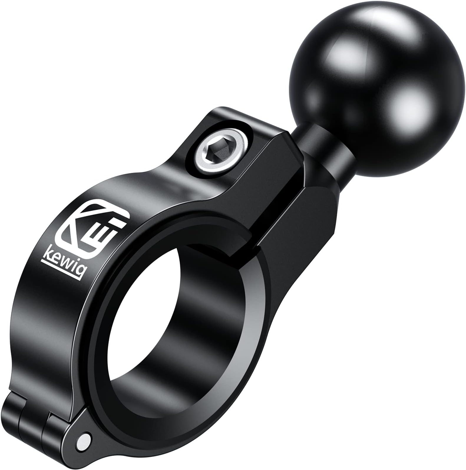 BRCOVAN Bar Clamp Mount with 1'' TPU Ball Compatible with RAM Mounts B Size Double Socket Arm, Fit Bike & Motorcycle Handlebar Diameter 0.5'' / 0.87'' / 1'' / 1.26'' Aluminum Material, CNC Processing