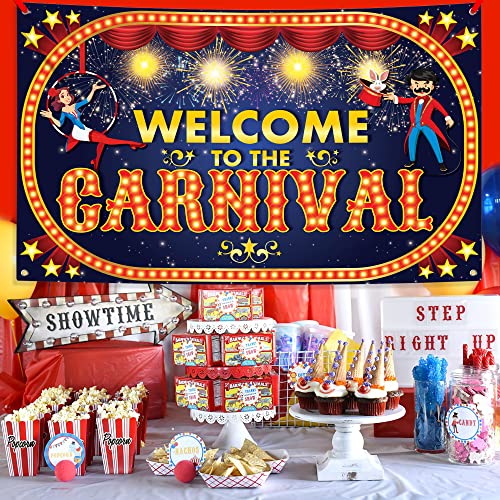 Image of KatchOn, Welcome to The Carnival Banner - XtraLarge, 72x44 Inch | Carnival Decorations | Carnival Backdrop for Birthday Party | Carnival Theme Party Decorations | Carnival Banner for Circus Decoration