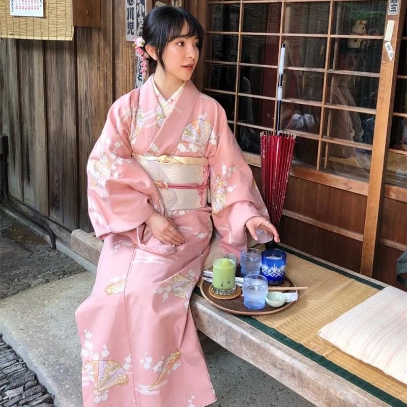BIVOO Kimono-Bademantel-Kostüm, traditionelle Damen, süßes Kleid, Blüten-Satin-Bademantel-Kimono, japanisches Kimono-Kleid