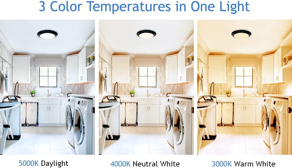 Miniatura 7 de Pelogona Lámpara de techo negra empotrada, regulable de 11 pulgadas y 3CCT seleccionable, lámpara de disco redonda de perfil bajo, 20 W, 1800 lm,