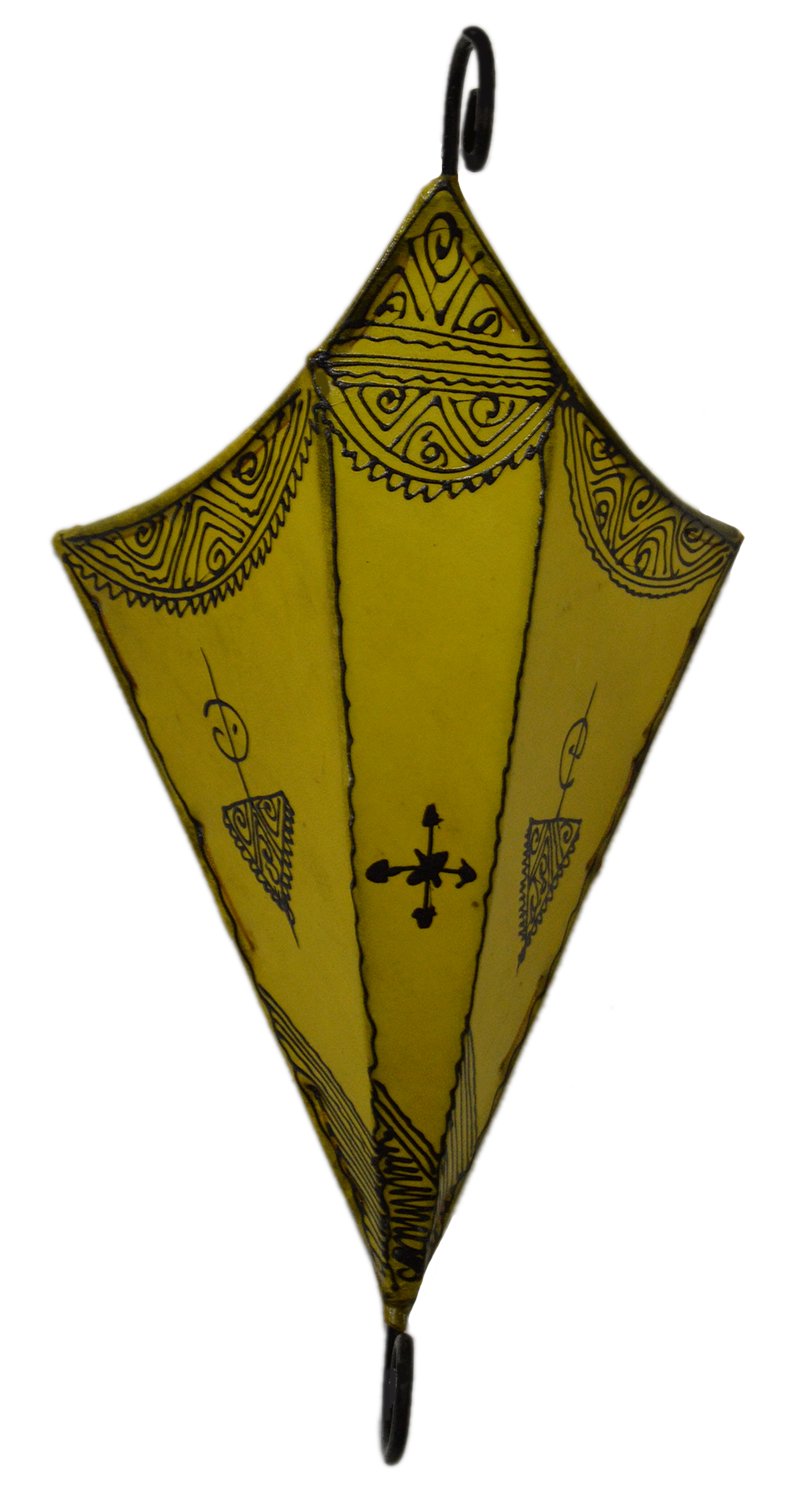 Henna Lamps & Sconces Moroccan Handmade Goat Leather Sconce Henna Tattoo Shade Yellow