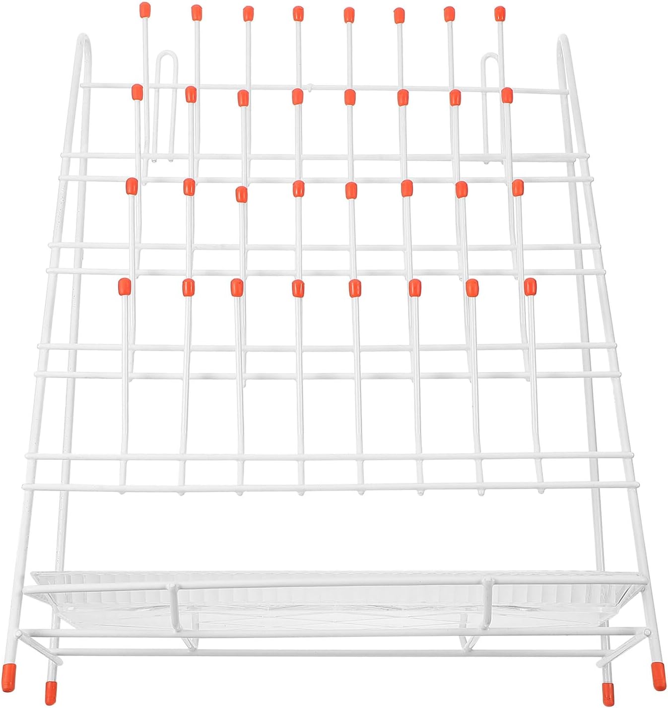 GANAZONO Test Tube Drying Rack 32-Slot Laboratory Metal Draining Holder with Plastic Coating, Glassware Drying Rack for Lab Bottles and Tubes