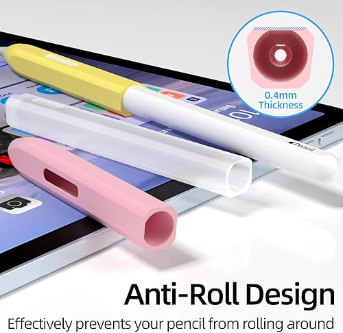 Miniatura 5 de Paquete de 3 estuches compatibles con Apple Pencil Pro2 generación, silicona translúcida, carga magnética con 10 fundas de silicona (amarillo claro,