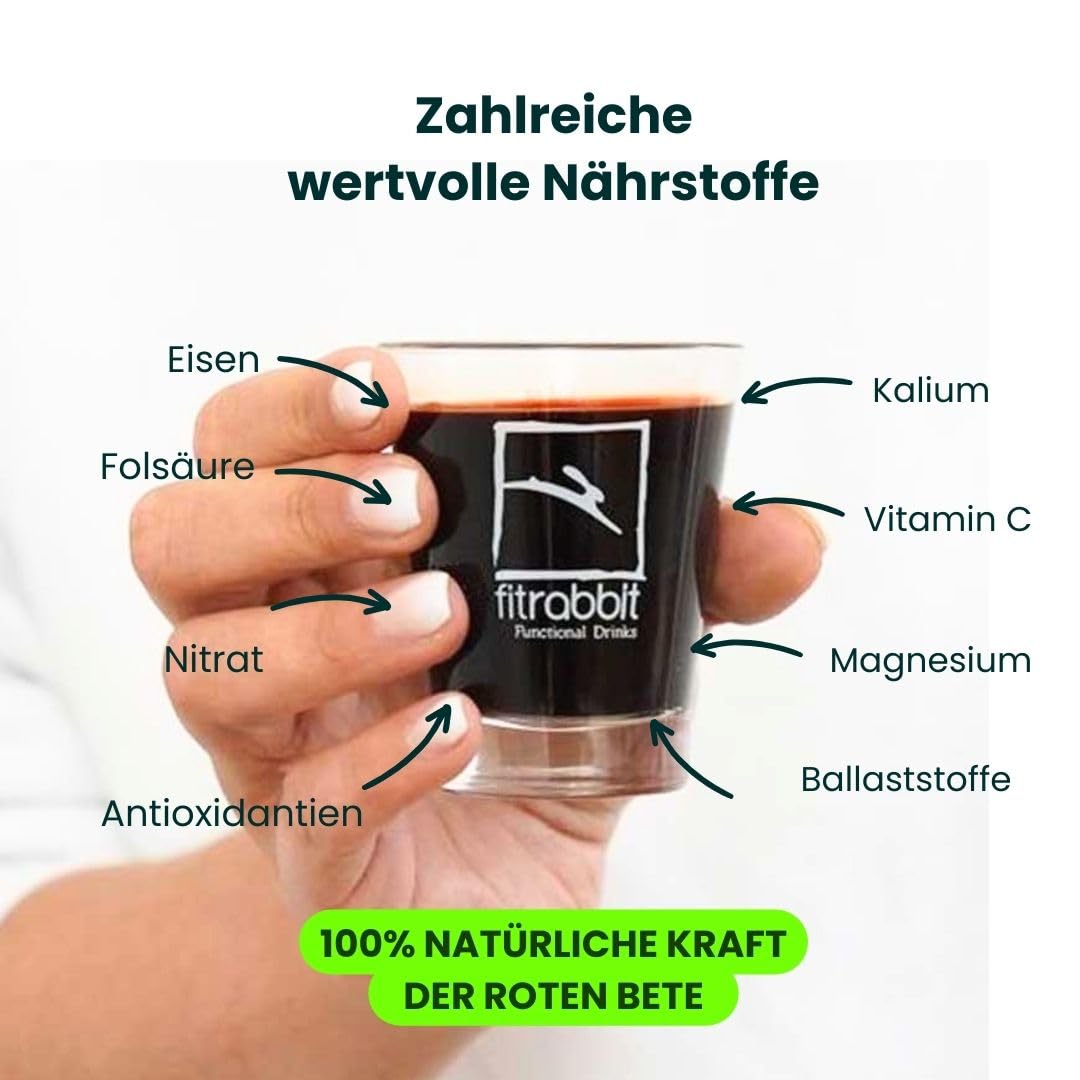 FITRABBIT BIO Rüben Herz [3 L Bag in Box] - 30 Portionen - Für Leistungsfähigkeit, Blutdruck & Blutgefäße - Enthält Rote Bete, Granatapfel, Sauerkirsche, Kräuter, Gewürze und Acerola