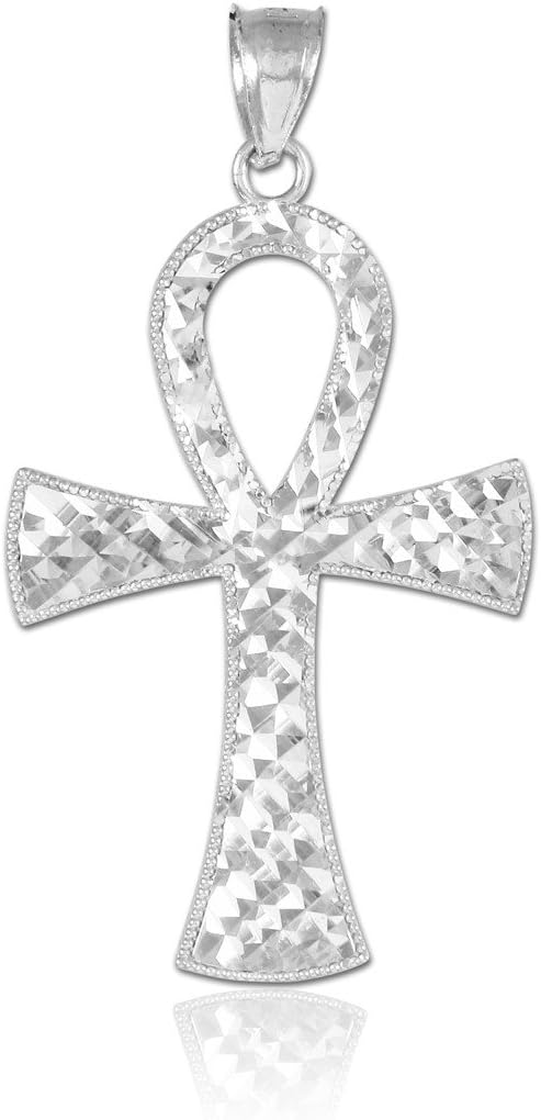 925 Sterling Silver Egyptian Ankh Cross Charm Pendant Necklace