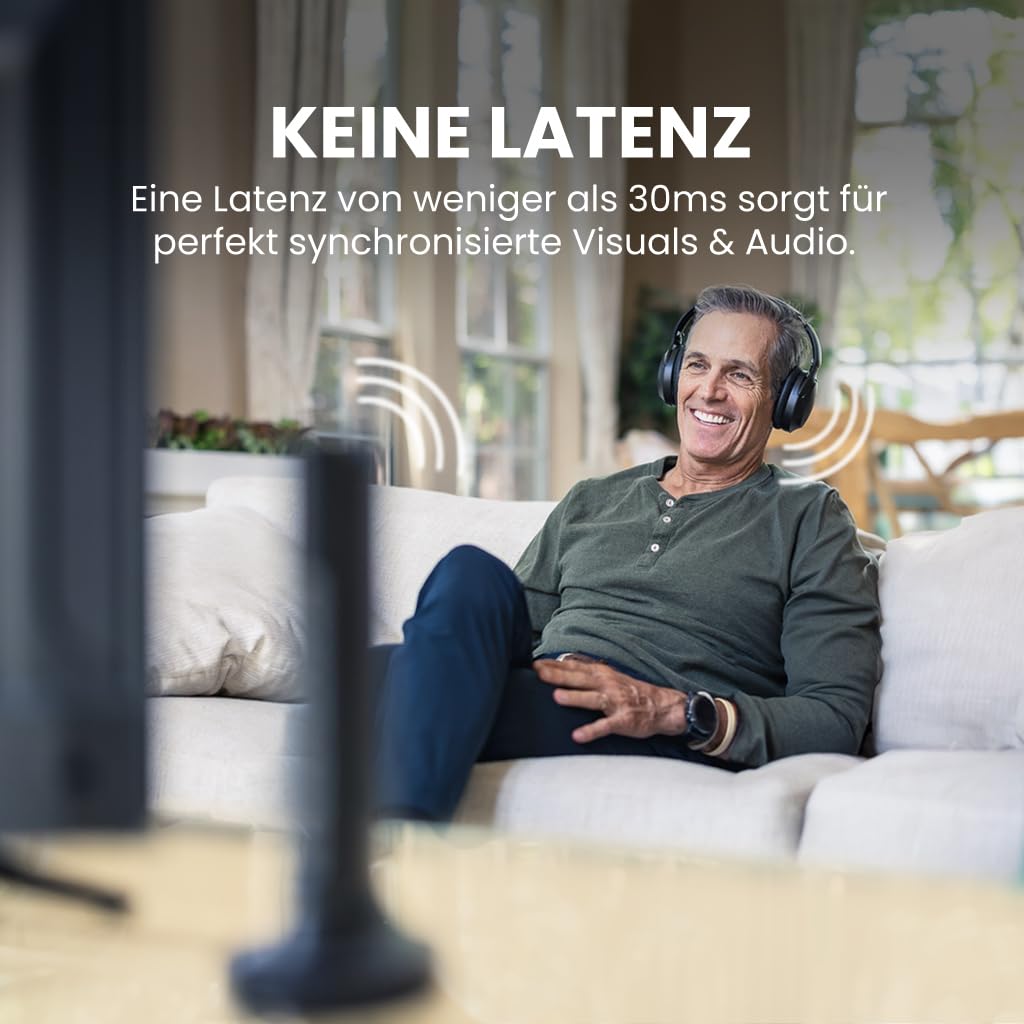 Avantree Opera Plus & Coussinets de Rechange – Casque TV sans Fil avec Modes Cinéma et Dialogue Clair