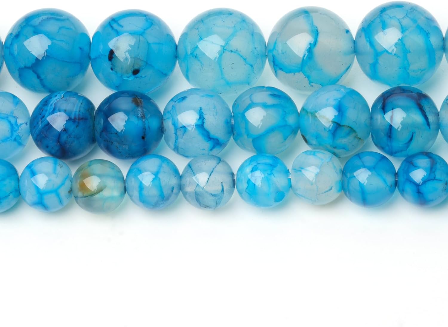 Yochus 45pcs Smooth Natural Blue Agate Beads，8mm Dragon Vein Gemstone Round Loose Stone Beads for Jewelry Making DIY Bracelet Necklace Earrings - Image 3