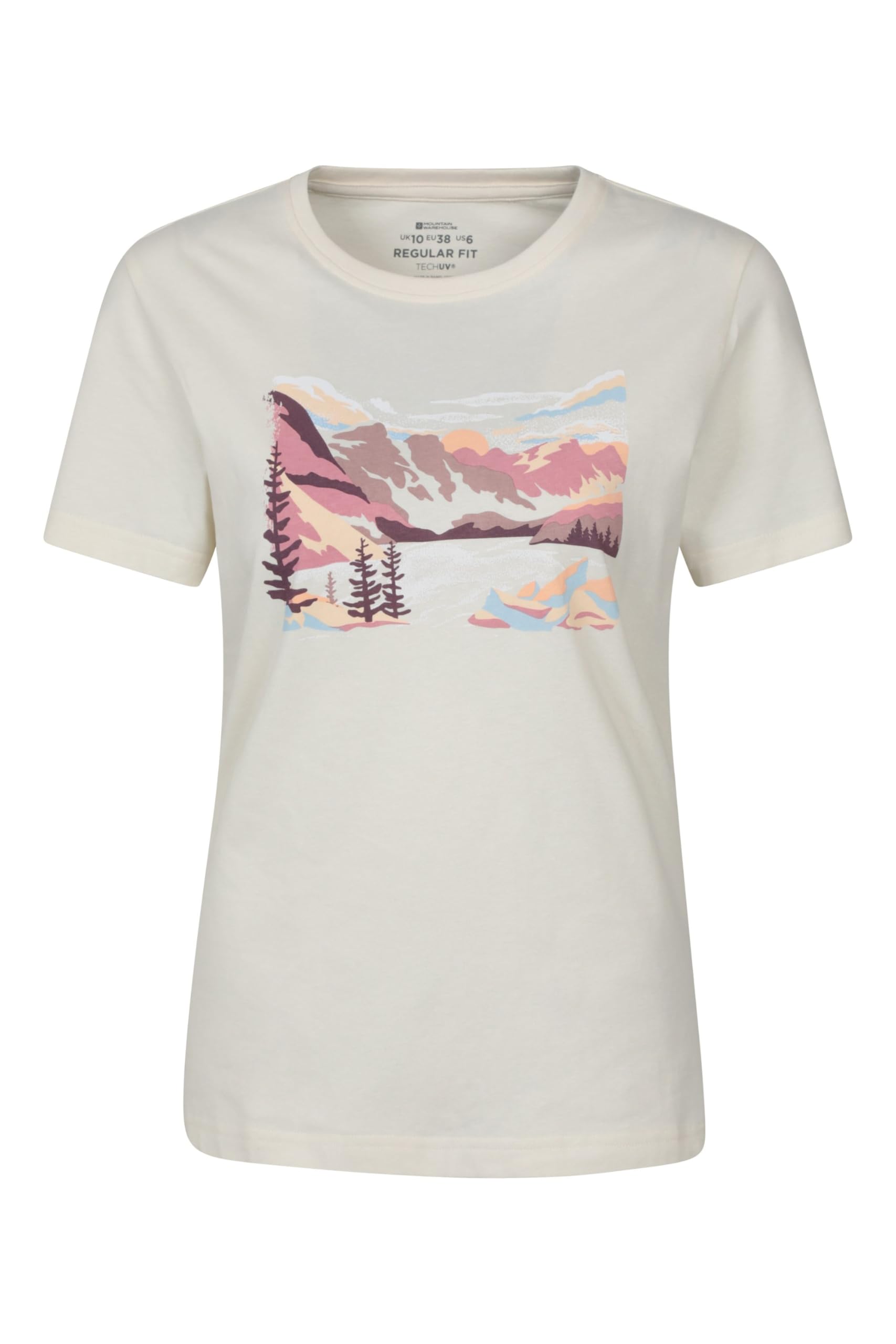 Mountain Warehouse Women's Beige Printed Living Lakes T-Shirt Size 18
