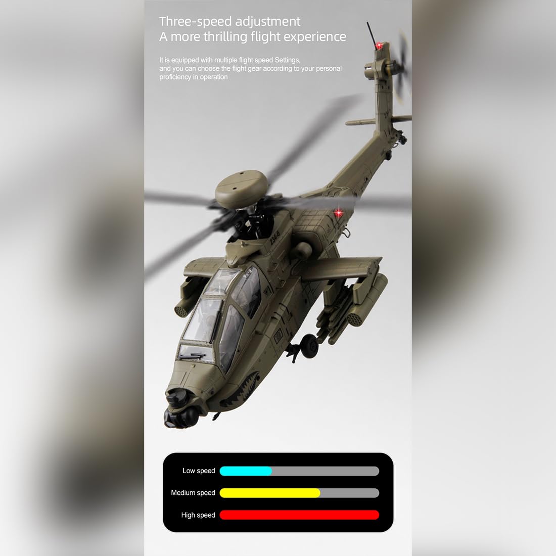 RC ERA C170 AH-64D Apache RC Hubschrauber 1/48 2.4GHz 6CH Flybarless Modell mit Optical Flow TOF Höhenhaltung Brushless Motor(Dunkelgrau/3 Batterien)