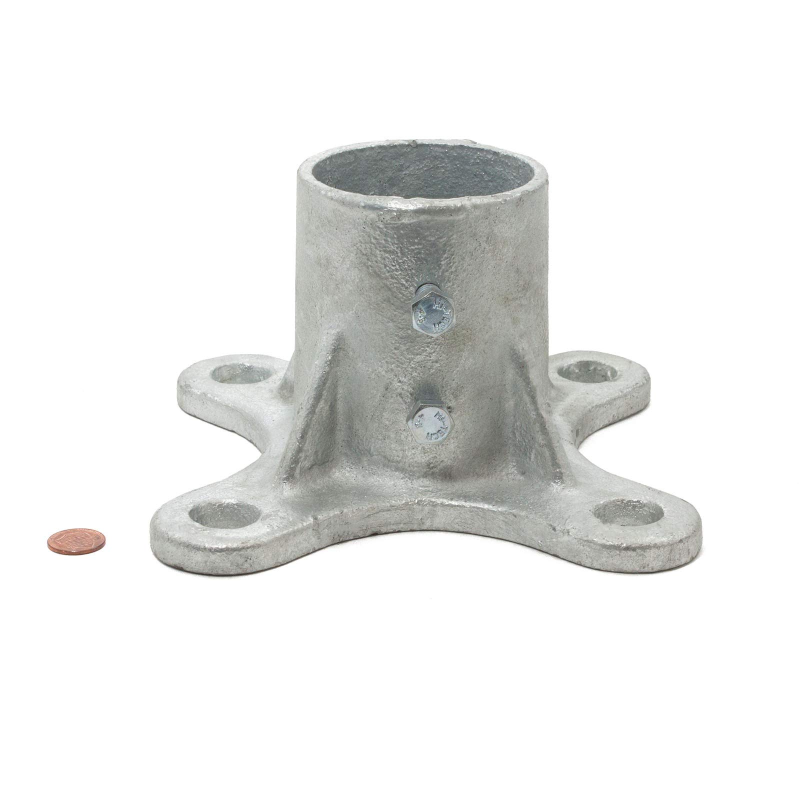 Plum Fittings Floor Flange w/ 2 Set Screws (Chain Link Fencing or Steel Rounds Posts) (3" Post (2 7/8" OD))