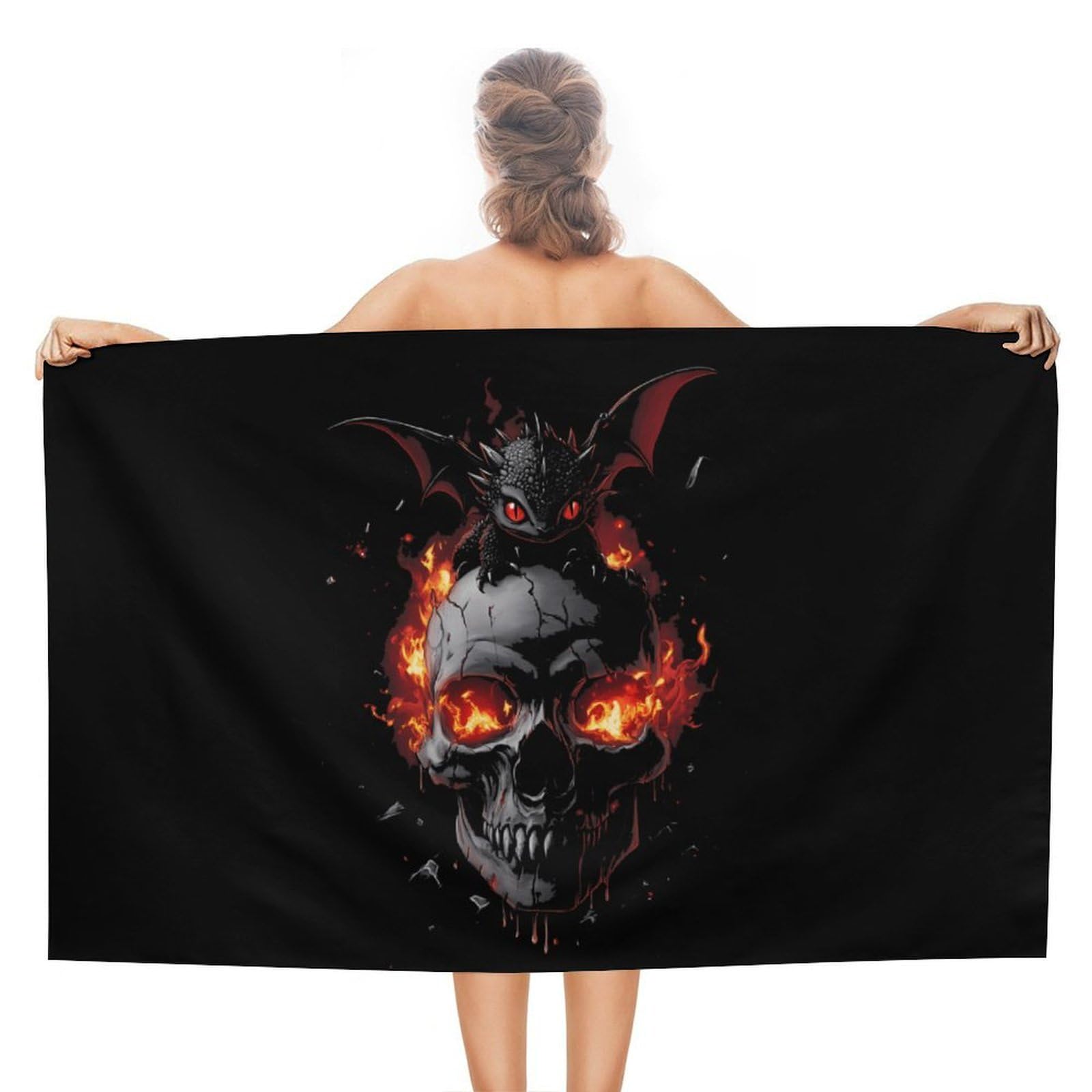 CGSBNGHA Black Dragon Fire Skull Beach Towels Soft Bathroom Bath Pool Swim Towels for Women Men