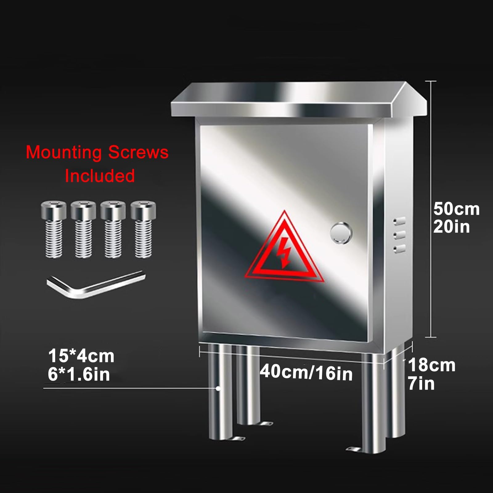Coffret Electrique Etanche, Boite Electrique Intérieur/extérieur en Acier Inoxydable, Boitier Etanche avec Plaque de Montage, À Poser au Sol(40x50x18cm/16x20x7in)