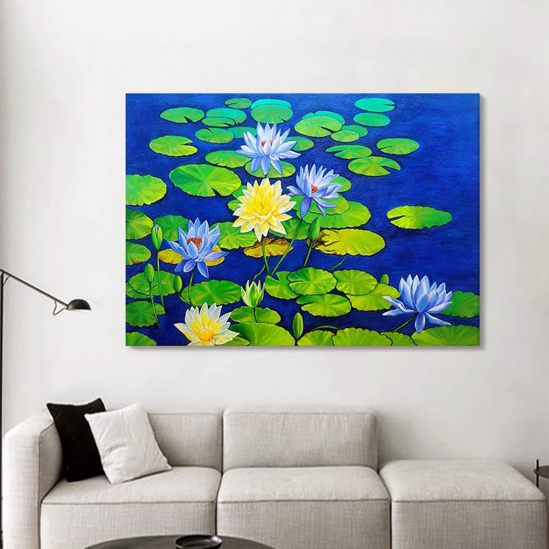 Fleurs de lotus et feuilles tableau sur toile pour créer une ambiance zen dans votre chambre
