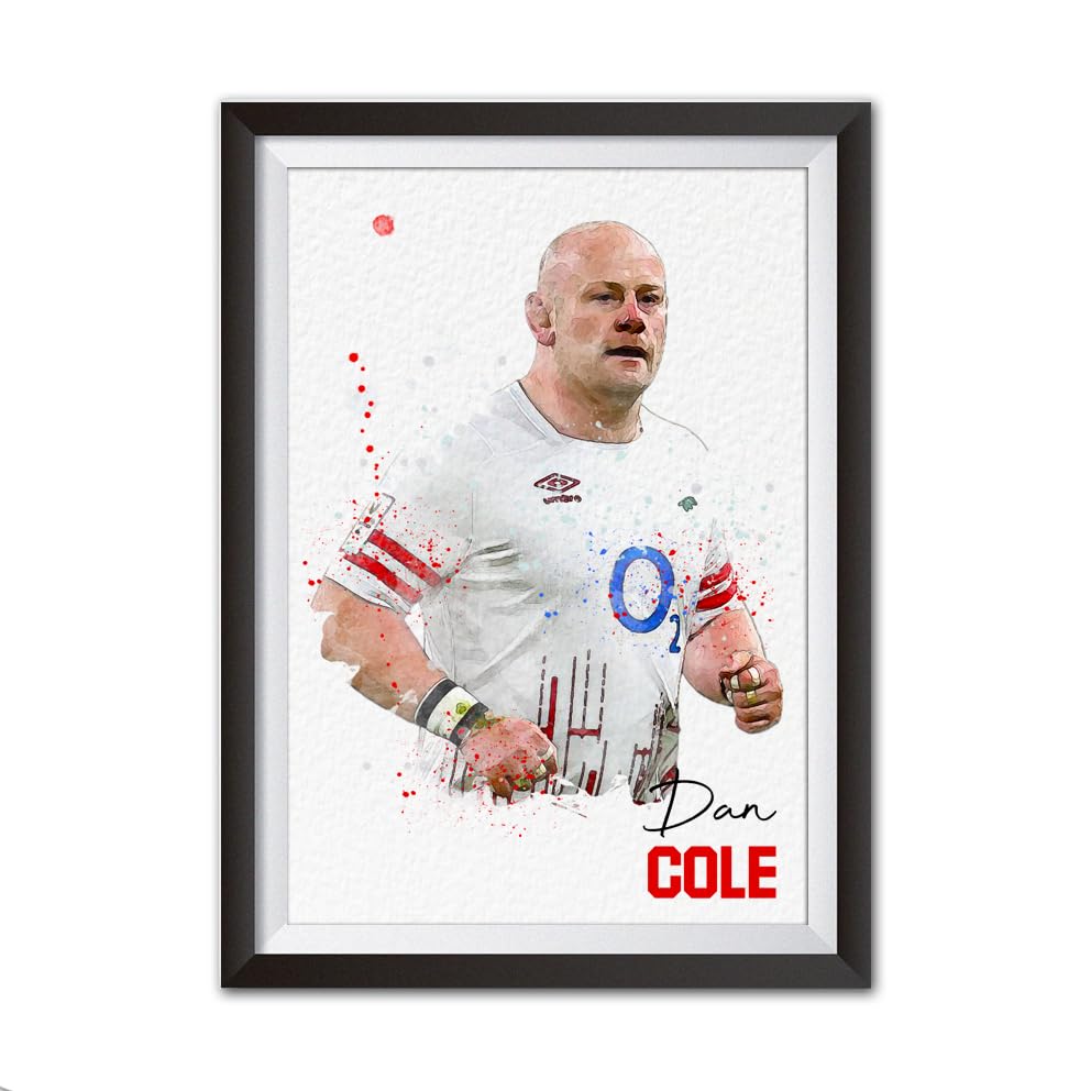 Dan Cole A4 Watercolour Print – England Rugby Union Wall Art – Unframed