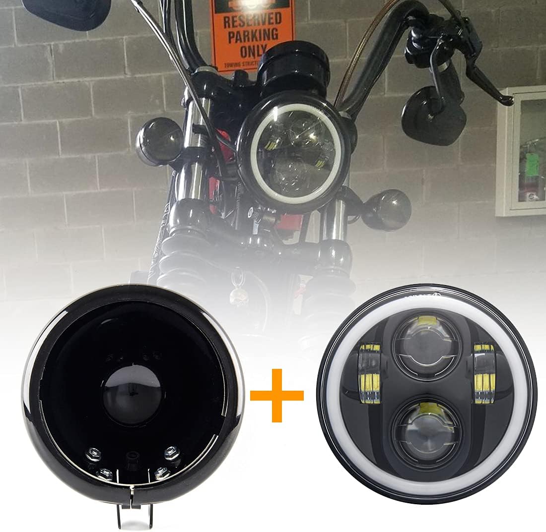 Best Deal 5 3/4 Motorcycle headlamps 5.75 inch LED Headlight full Halo Ring with housing bucket for Harley Davidson Motorcycle Honda Shadow Kawasaki Vulcan Suzuki Best Cyber Deals 🔥 5 3/4 Motorcycle headlamps 5.75 inch LED Headlight full Halo Ring with housing bucket for Harley Davidson Motorcycle Honda Shadow Kawasaki Vulcan Suzuki