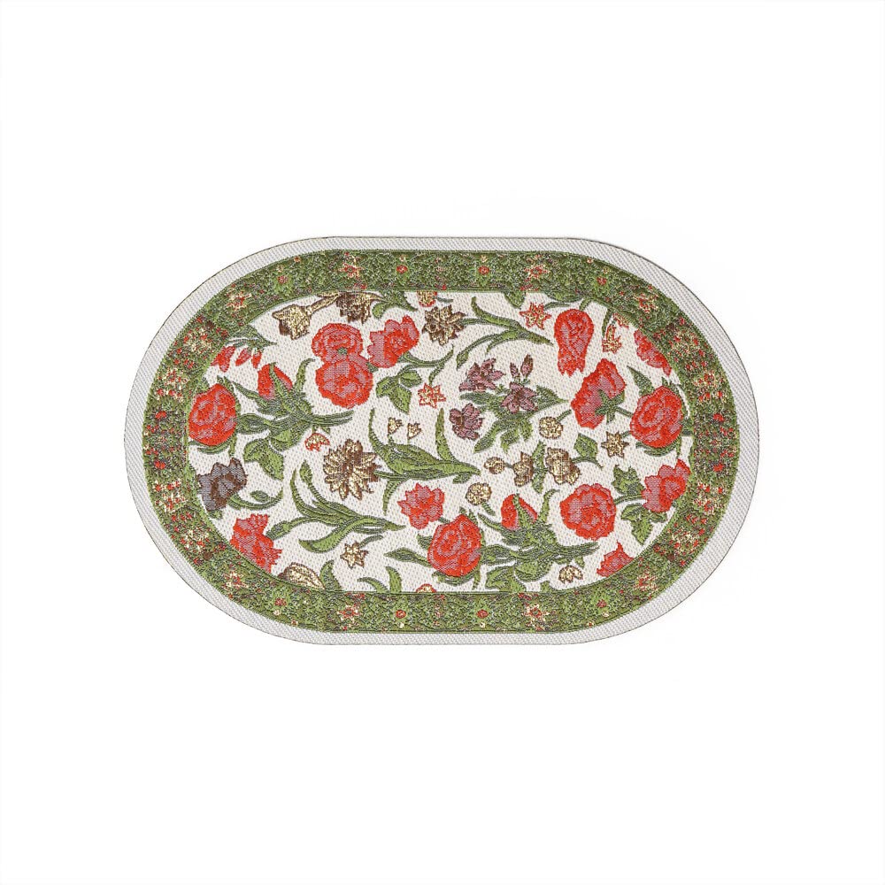 Odoria 1/12 Scale Dolls House Miniature Oval Carpet Rug Dollhouse Accessories, Green