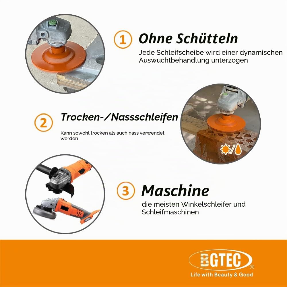 BGTEC Diamant-Schleiftopf für Beton - 125mm Winkelschleifscheibe mit 22.23/15.875mm Unterlegscheibe zum Schleifen von Granit, Marmor, Beton, Ziegel, Mauerwerk
