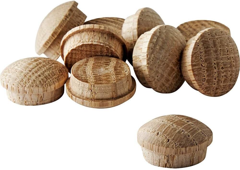 Oak 3/4" Screw Hole Buttons, 10Pack Hardware Plugs