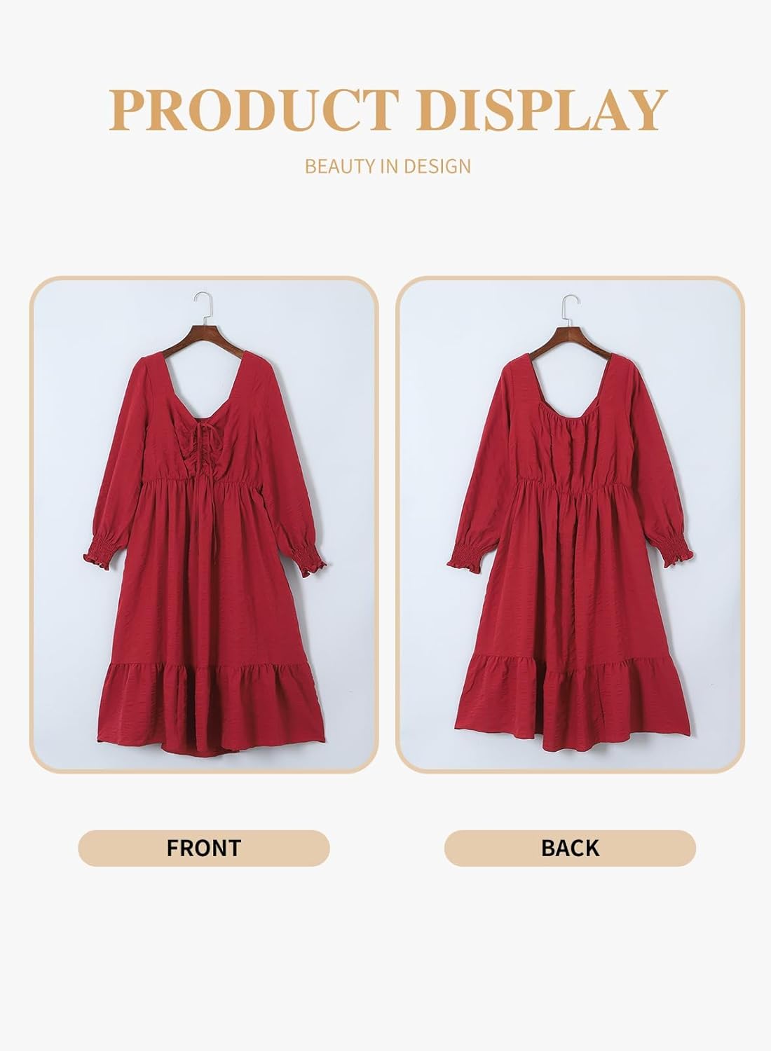 Eytino Plus Size Dress for Women Long Sleeve Sweetheart Neck Ruffle Long Maxi Dresses(1X-5X) - Image 4